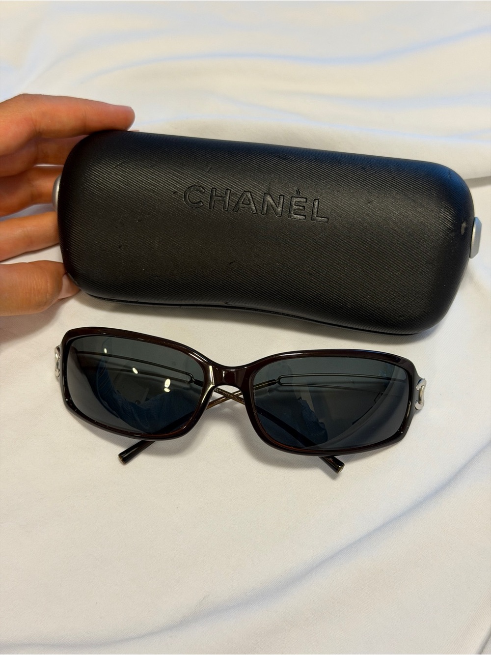 CHANEL Brown Frame Sunglasses with Dark Lenses